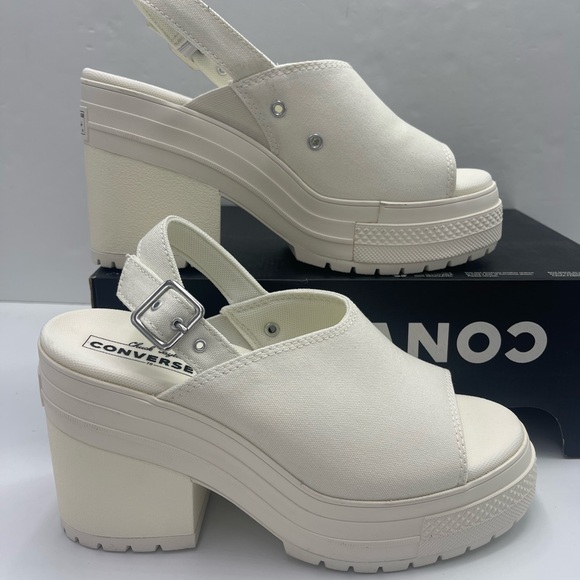 Converse Shoes - Converse CHUCK 70 DE LUXE HEEL MULE SLI EGRET/EGRET/EGRET Platform Heels A13796F